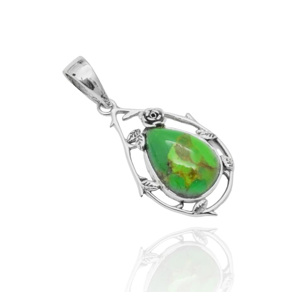 Natural Oyster Turquoise Pendant, 925 Sterling Silver Jewelry, Teardrop Pendant, Gift for Her, Birthday Gift