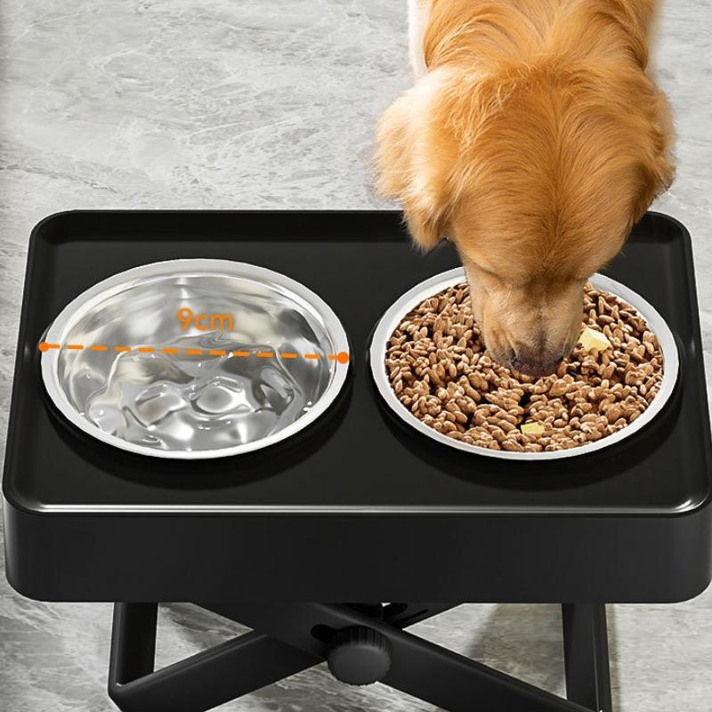 Pet Dog Bowl Neck Protection Dogs Bowl Adjustable Holder Stainless Steel Feeding Watering Bowls Large Dogs Accessories Feeder