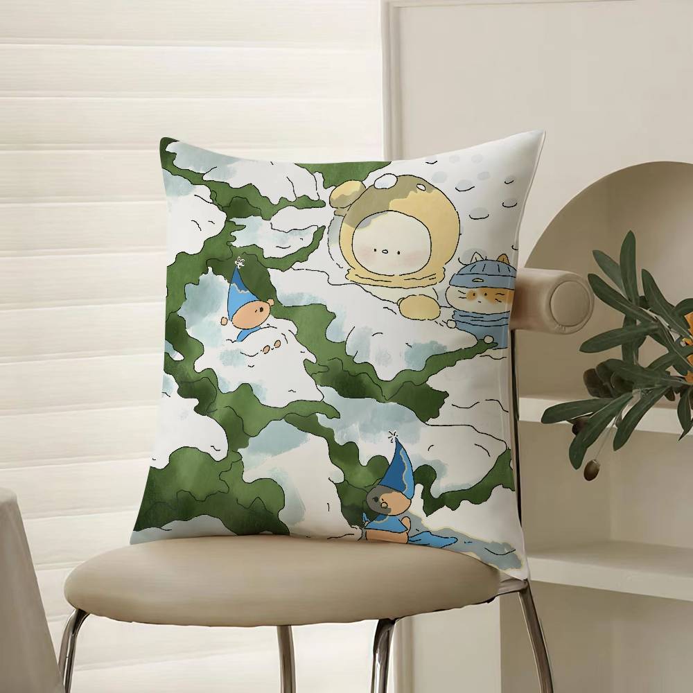 Author Somdoo Cute Animals Quiat Peaceful Pillow Case Comfort Sofa Bed Silky elegant Invisible zipper Decorative cushion cover