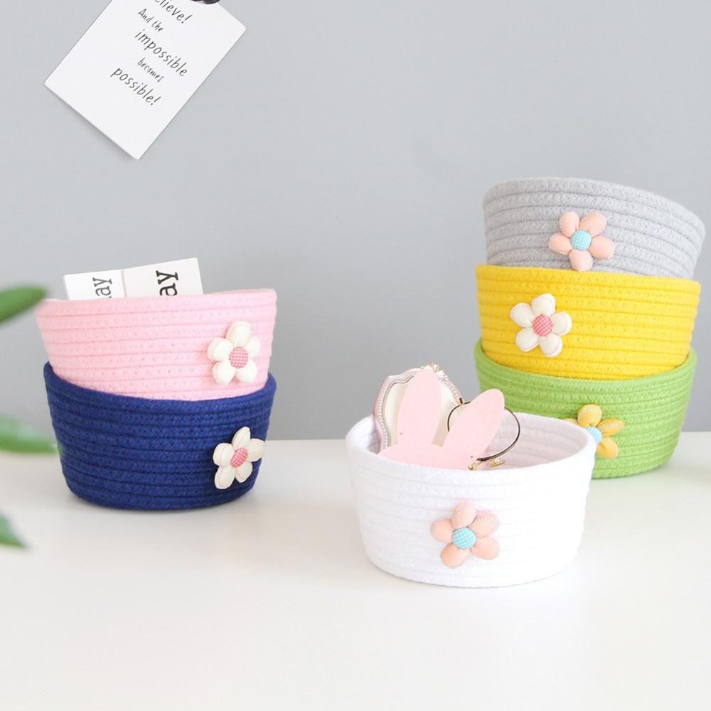 Aufbewahrungskorb, klein, florales Baumwollseil, leuchtende Farben, stilvolles Design
