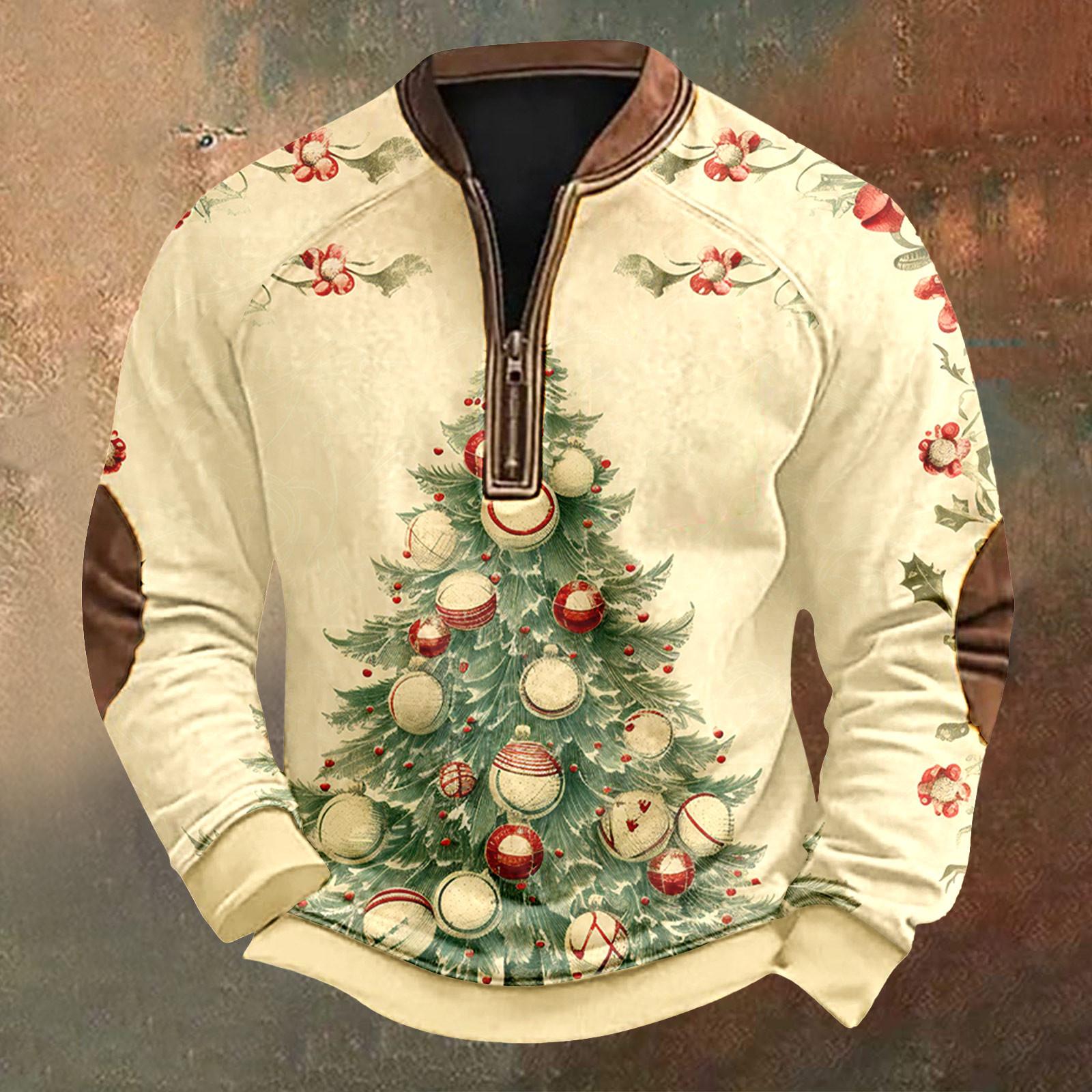 

Чоловічий різдвяний повсякденний світшот у стилі ретро на блискавці L хакі