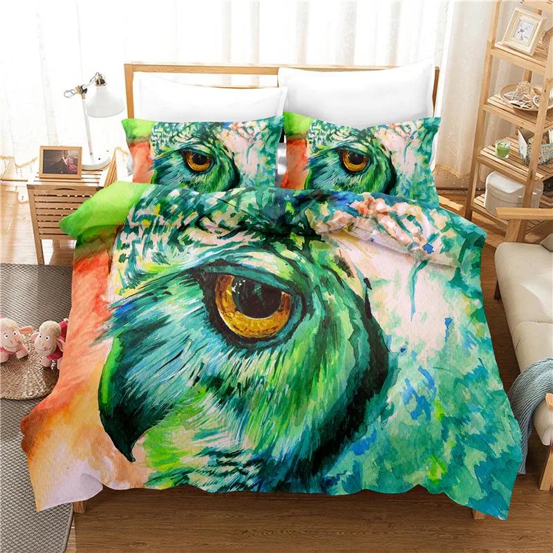 Dropshipping Bedding Set Lifelike Animal Owl Housse De Couette 240x220 Dekbedovertrek 260x240 Bedlinen Bed Cover Set Pillowcases
