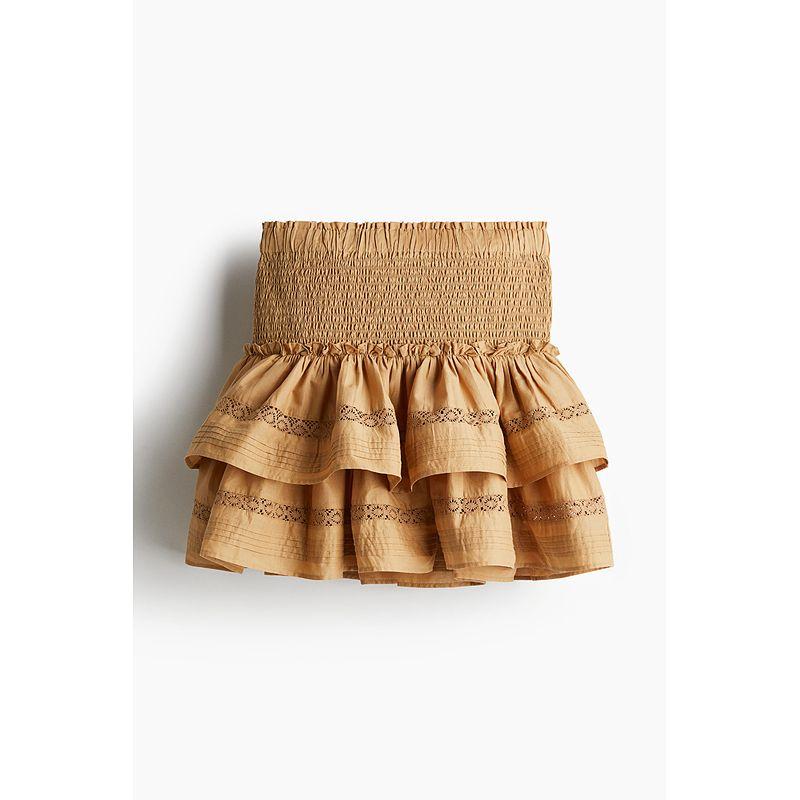 

HM Women s Skirt Fall 2025 New Arrival Lace Wave Wind Wear Flared Skirt 1271528 Beige 155/60(XXS)