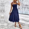 Summer women's halter solid color suspender sexy waist dress