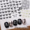 3D Bow Nail Art Stickers: Black, White, Gold & Silver
