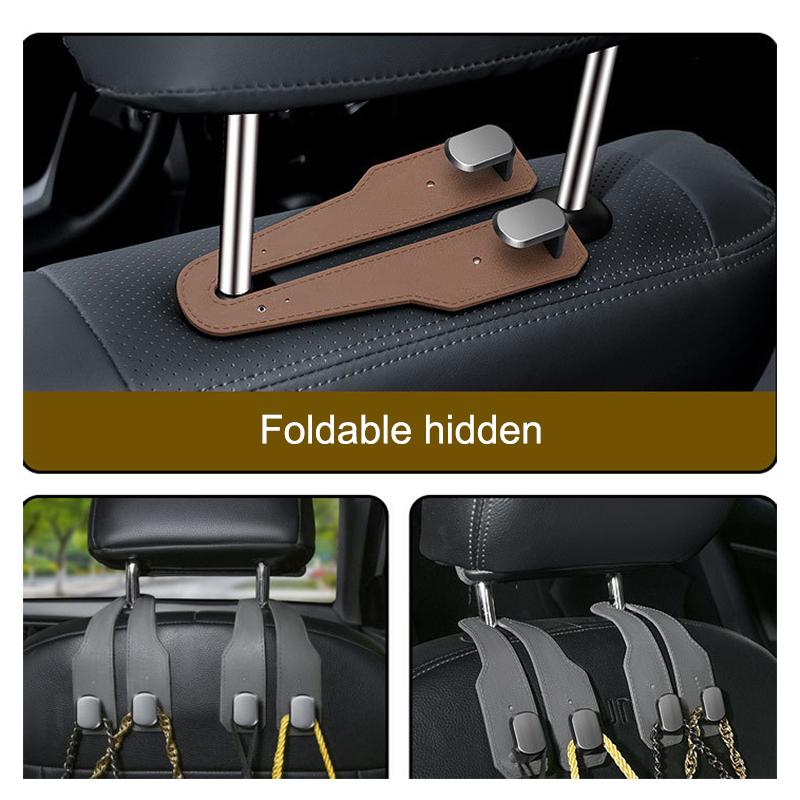 2 i 1 Bil Nakkestøtte Krok Premium Semsket Baksete Hengende Dobbel Krok 15 kg Stor Bærende Legeringskrok Henger Universell