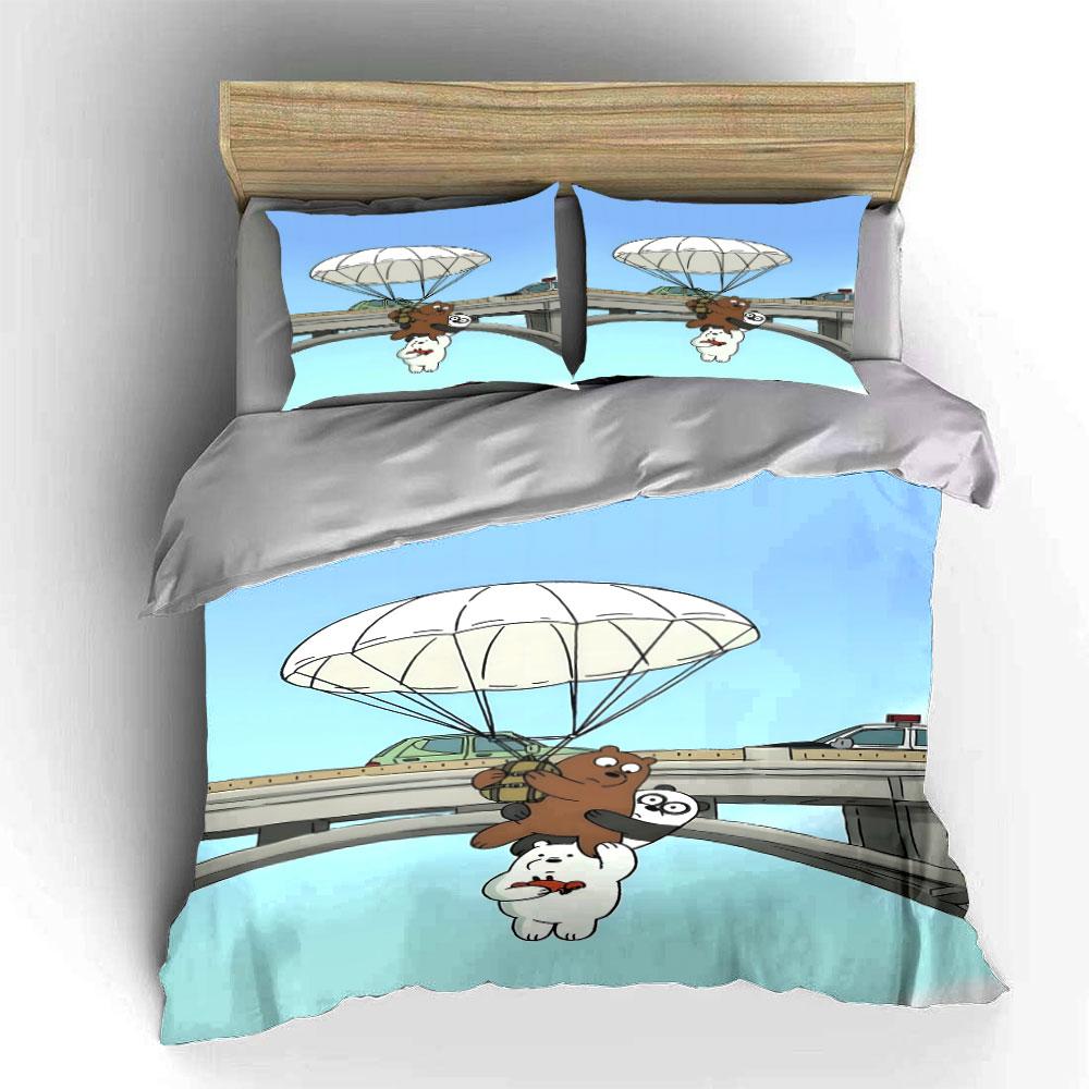 Bear, Dog, Parachute Scene. Bedding Sets Duvet Cover Sets Duvet Covers Pillowcases(1 * Duvet Cover 2 * Pillowcases Without Duvet Insert)