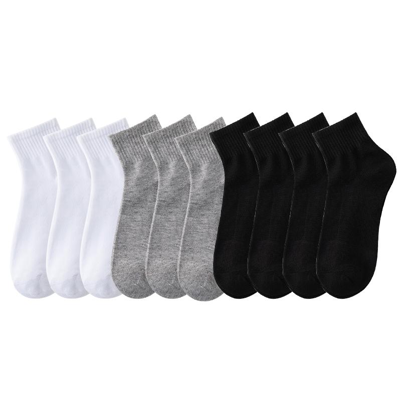 

5/10 пар мужских однотонных простых черно-бело-серых одноразовых носков средней длины для улицы One size