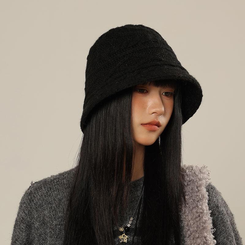 Women's Bucket Hat Knitted Fisherman Cap Autumn Winter Hats For Women Solid Color Casual Foldable Bob New