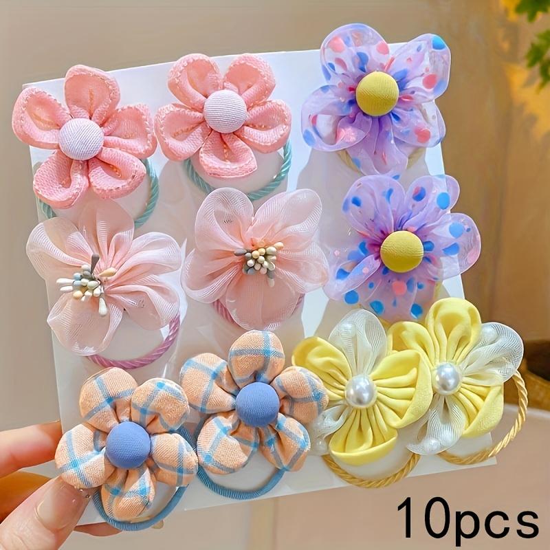 

Супер милые упакованные резинки для волос с цветами, подходящие для повседневной жизни девочек и маленьких девочек, супер милые подарочные аксессуары. Сетчатый Цветок разноцветный