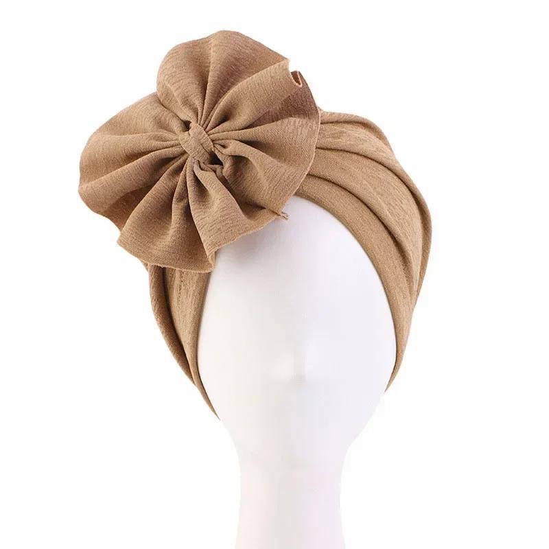 Bowknot Turban Indian Women Muslim Hijab Stretch Chemo Cap Cancer Hat Hair Loss Cover Head Scarf Wrap Beanies Bonnet Headwear