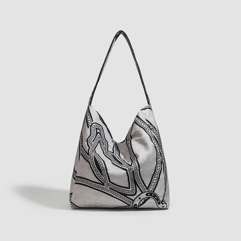 2025 Pony Totem Woven Linen Print Versatile Large Capacity Shoulder Canvas Tote Bag