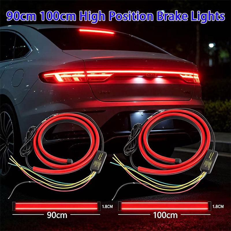 90cm 100cm Universal Car High Mount Brake Light Strip Red LED Warning Signal Light Auto Safety Styling Accessories