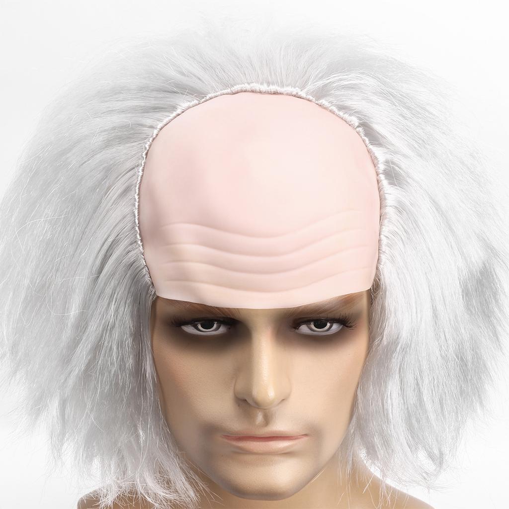 Gray-white Bald Fluffy Short Hair Chemical Fiber Synthetic Wig | Einstein's Funny Wig | Scientific Cos Theme Activity
