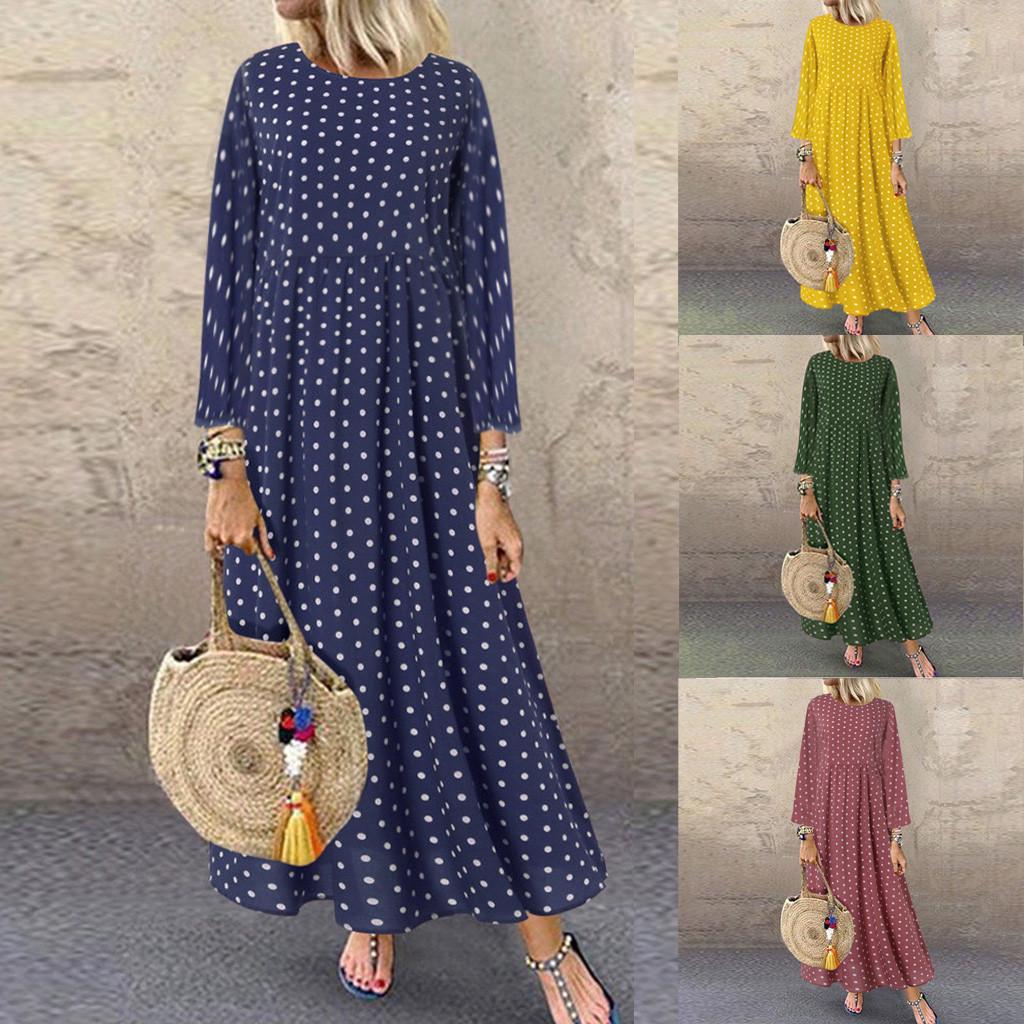 

Плюс размер модное женское повседневное платье с коротким рукавом в горошек