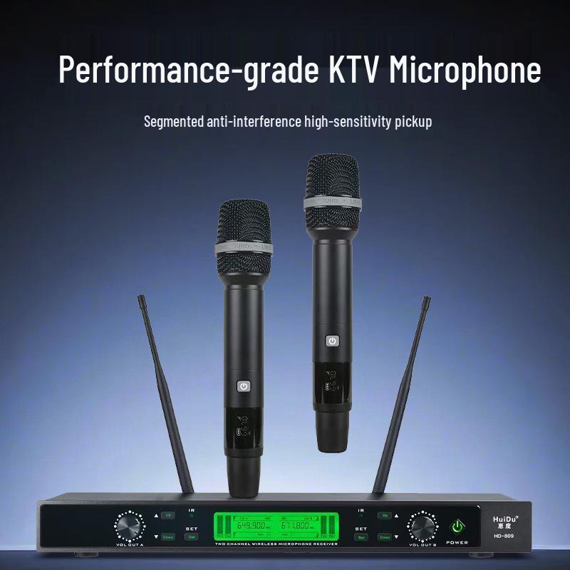 HuiDu HD-801 Dual Handheld UHF FM Wireless Microphone for Professional Speech