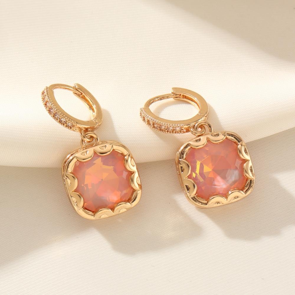 Trendy Blue Square Zircon Drop Earrings for Women Fashion Gold Color Earring Jewelry Party Accessories