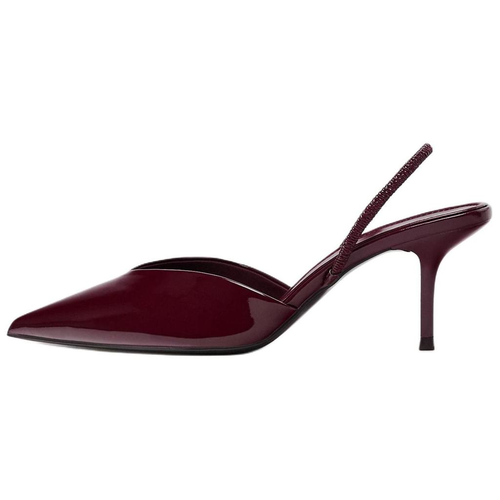 Zara Elegant Patent Leather Pointed Toe Ankle Strap Stiletto Heels Women Heels Crimson 12235510-38