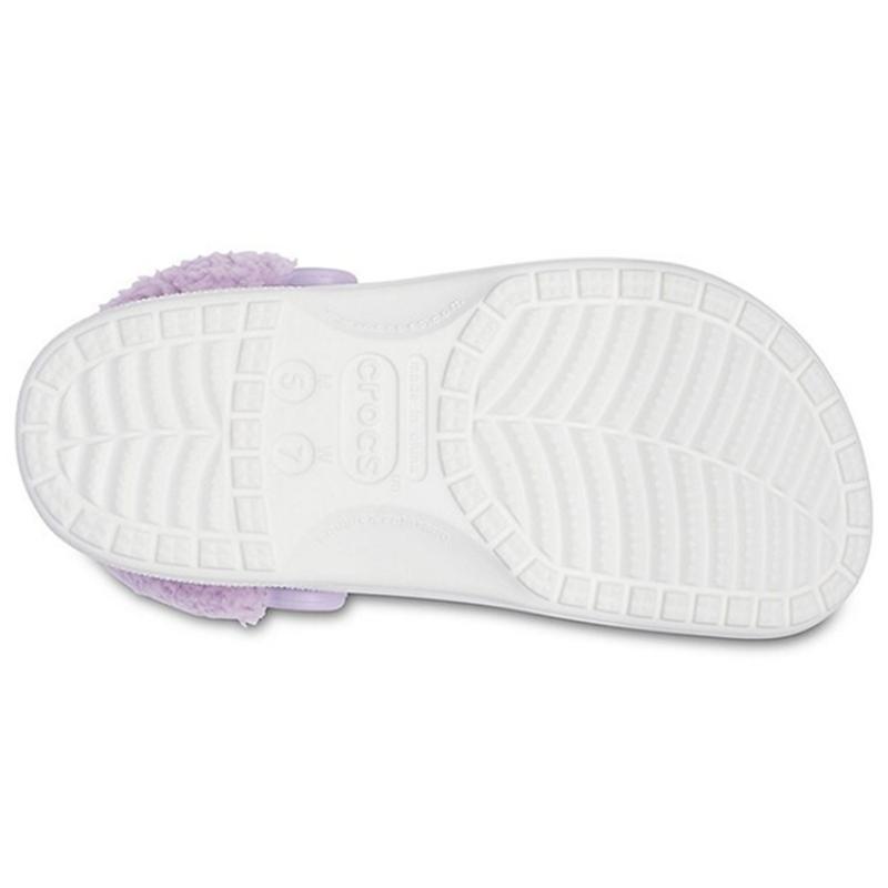 Crocs Classic Baya Lined Fuzz Strap Clog 'White Lila' Unisex (The plush part is not removable)
