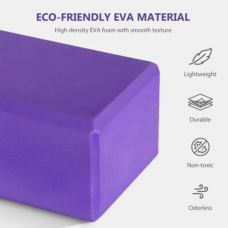 Yoga Block and Yoga Strap Set EVA Foam Soft Non-Slip Yoga Blocks Universal Pilates Stretching and Toning Workouts