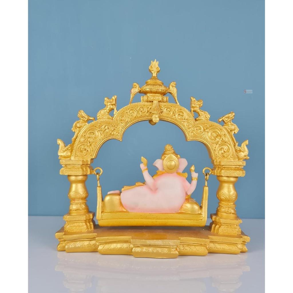 1 Pc Shree Ganesh Ji Sitting On Jhula Idol -Decorative Lord Ganesha Statue & Idols for Home Decor,Office, and Pooja,
