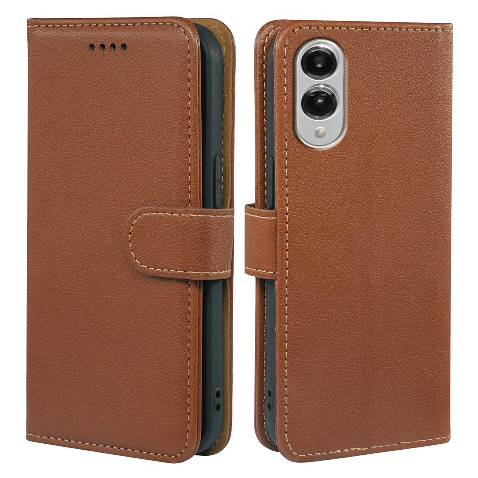 

For Samsung Galaxy S25 Edge Case RFID Blocking Wallet Litchi Texture Leather Phone Cover Magnetic Clasp Brown