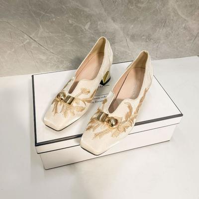 Retro New Style Shoes, Versatile Square-toed Single Shoes, Women's Shoes, and Chunk-heeled Shoes