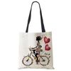 Wishing Girl Print Linen Reusable Shoulder Bags Women Large Tote Bags Fashion Handbags With Customized Printed CLE