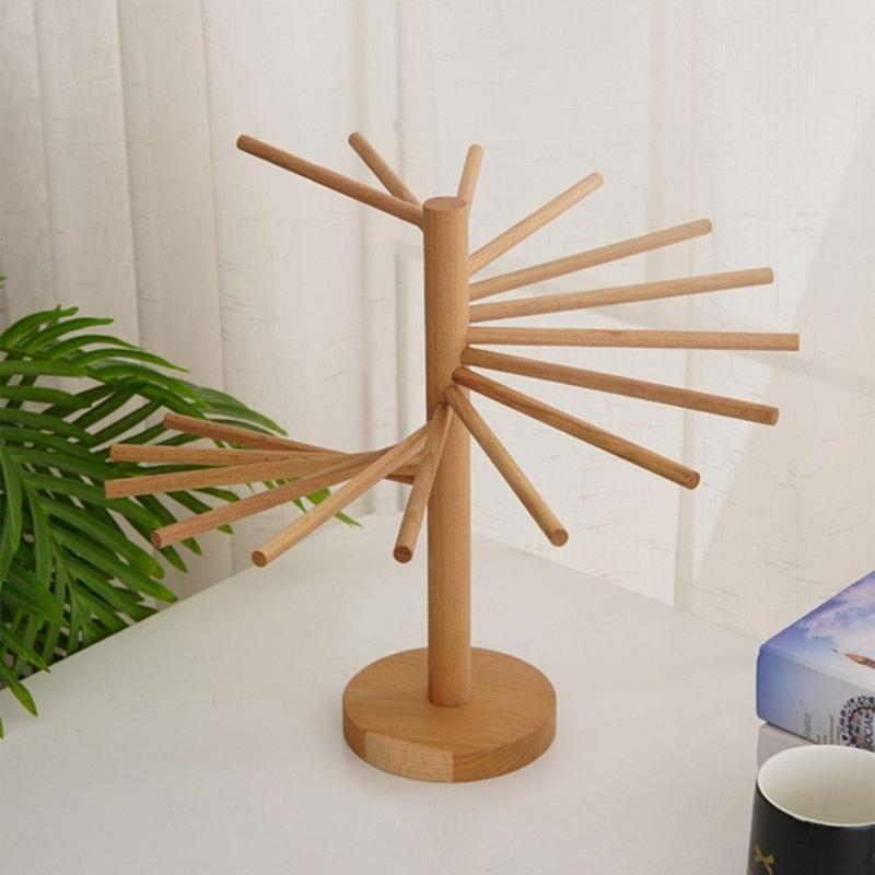 Versatile Adjustable Wooden Pasta Dryer Holder Practical Pasta Dryer Stand Natural Wood Rack with Stable Base Home Decor
