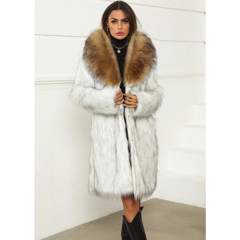 Plush women's imitation fur coat coat long autumn and winter new fur trench coat
