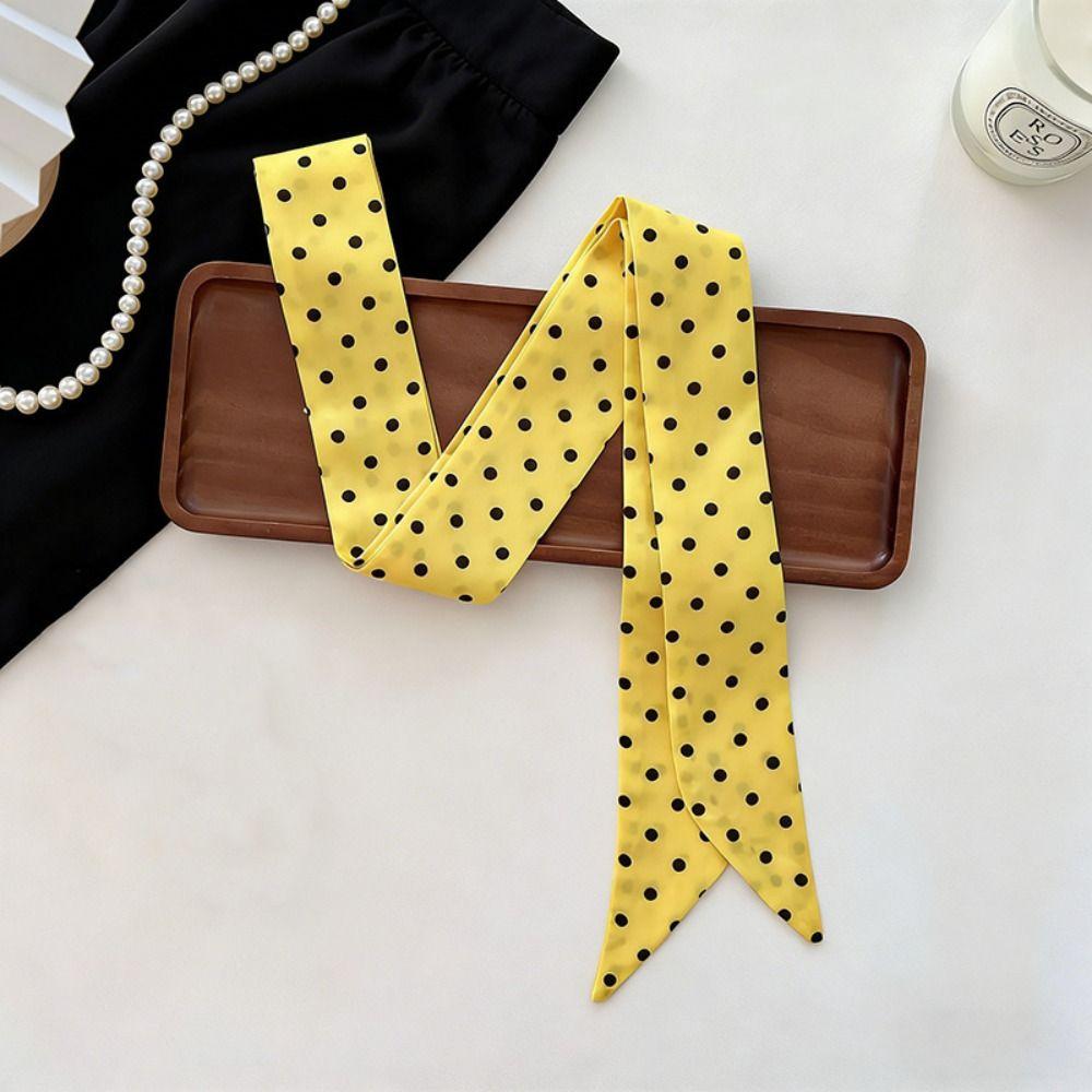 Bow Ties Long Silk Scarf Printed Long Ribbon Scarves Elegant Plaid Scarf Spring Summer