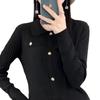 Ein neuer Revers-Pullover für Damen für Frühling und Herbst, mit einem stilvollen Strickoberteil mit Revers als Basisschicht