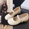 Round Toe Shoes for Women 2025 Gothic White Mary Jane Flats Ladies Summer Footwear Moccasins Black Japanese Style Lolita Cute