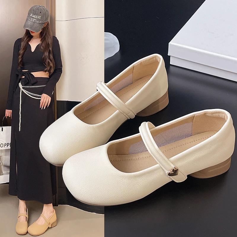 Round Toe Shoes for Women 2025 Gothic White Mary Jane Flats Ladies Summer Footwear Moccasins Black Japanese Style Lolita Cute