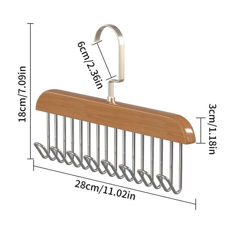 1 PC Multi-functional Solid Wood Hanger Hook Women Storage Bra Hanger Home Belt Hanger Durable 8 Hooks Rack Closet Clothes Organizer