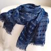 Japanese Batik Navy Blue Scarf Female Polka Dot Triangle Pentagram Double Jacquard Shawl