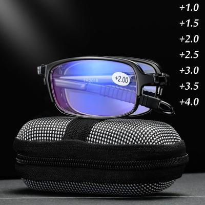 Faltbare Lesebrille mit Etui Herren Damen Design Brille Brillengestell TR Brille +1 .0 +1 .5 +2 .0 +2 .5 +3 .0 +3 .5 +4 .0