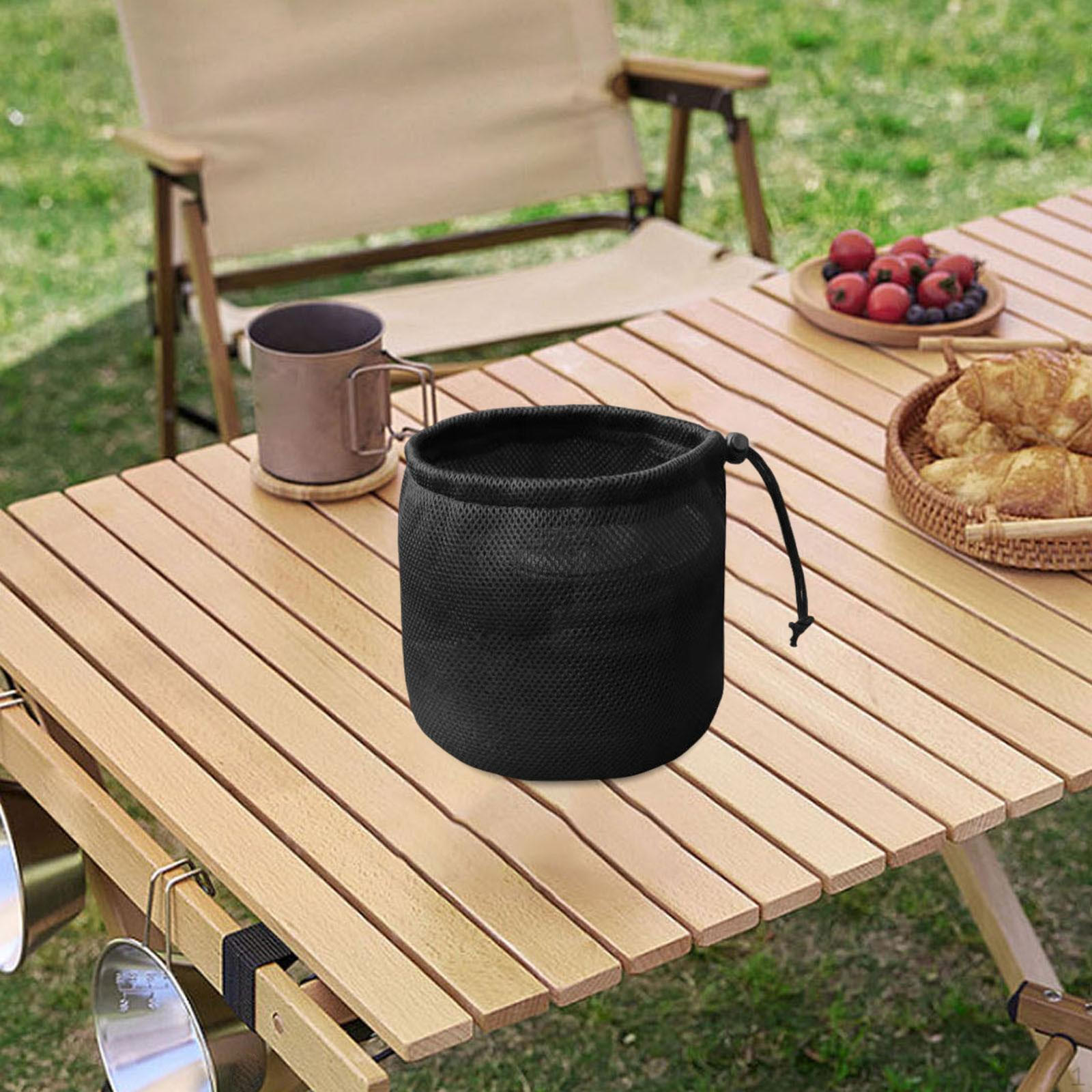 Camping Cookware Bag Drawstring Design Gear Tableware Storage Portable 14cmx14cmx16cm
