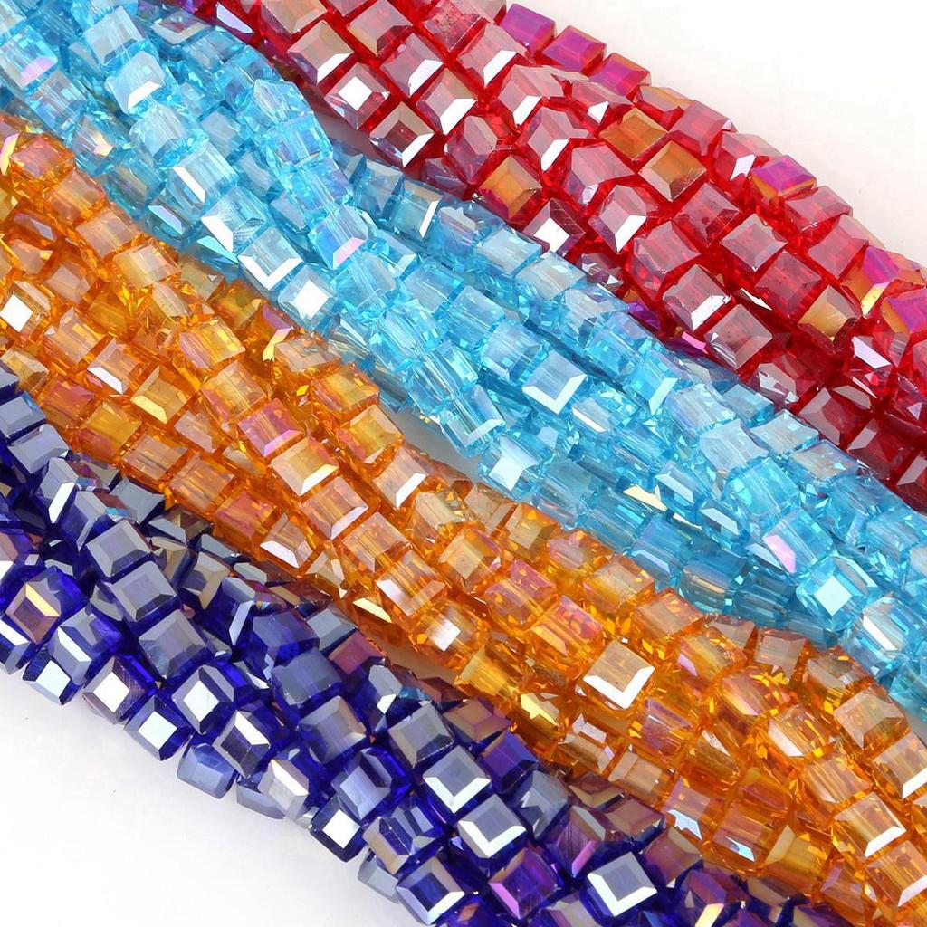Square 8mm Glass Crystal Beads for DIY Ancient Style Jewelry: Bracelet, Necklace, Earrings