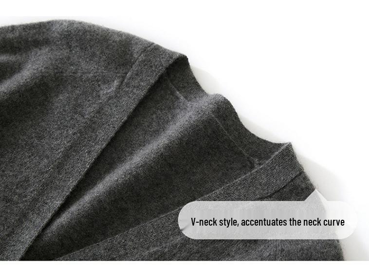 Autumn Winter Cashmere Knit Cardigan - Versatile, Soft & Comfortable, Solid Color, Mid-Length