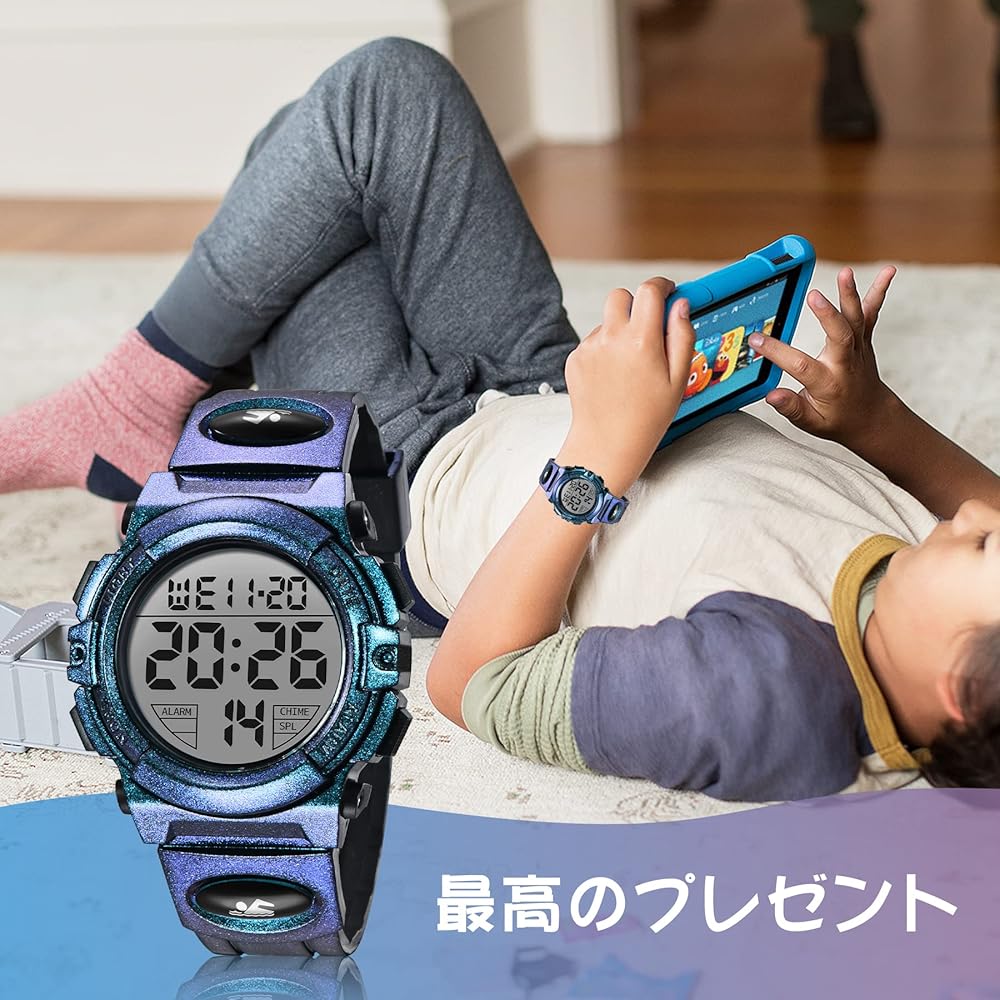 Kids Digital Sports Watch Waterproof 50m LED Display Stopwatch Date Alarm Outdoor Gift for Boys and Girls