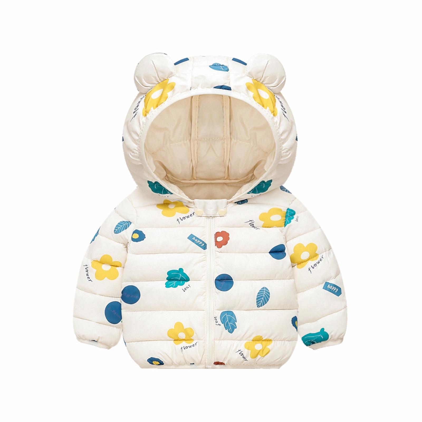 

Зимние пальто для мальчиков и девочек, детская куртка на молнии с толстыми ушами, зимняя толстовка с капюшоном, одежда 90 белый