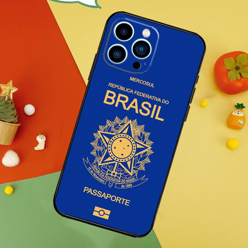Brazil Passport Phone Case For iPhone 17 Pro Max 16 15 13 12 11 14 Pro Max Plus 12 13 Mini 16e 17 Air Cover