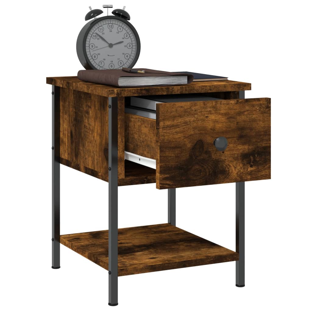 Nightstands (2 Pcs) Smoked Oak Finish 34 X 35.5 X 45 Cm Particleboard
