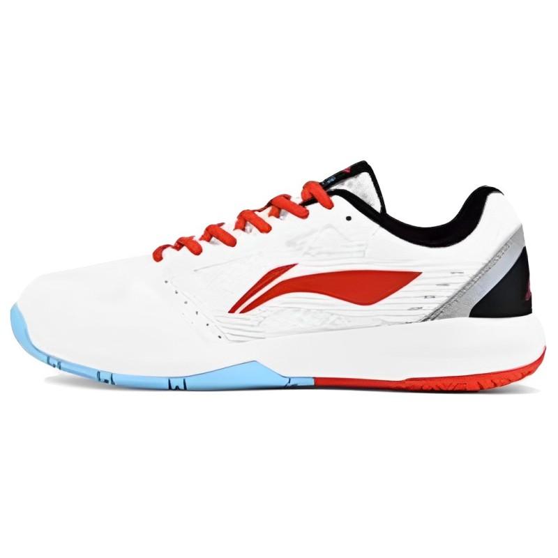 New LiNing Feather Abrasion Resistant Low Top Badminton Shoes Unisex White Red AYTT035-1