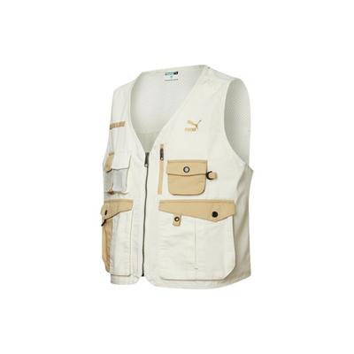 Florid Sommer Logo Mesh Casual Utility Weste Herren Oberteile Beige 533740-55