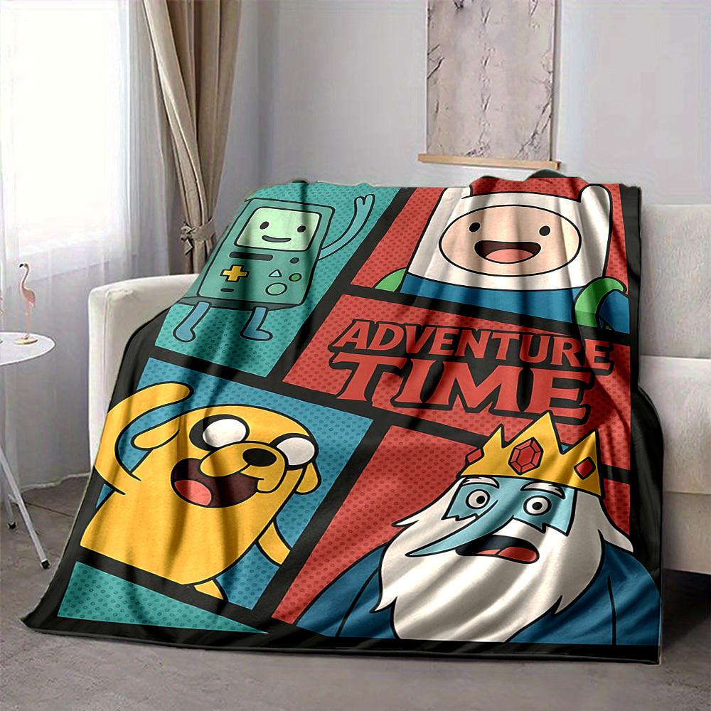 1pc Adventure Time Flannel Throw Blanket Lightweight Soft Warm All Season Blanket for Sofa, Bed, Travel,L1029034 80x120cm