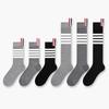 TB Four-Bar Grey Mid-Calf Cotton Women's Japanese Trendy Spring/Summer College Style Socks