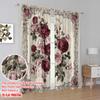 2D flat printing 2pcs Party Window Curtains Floral Rose Versatile Fabric  Without Electricity Holiday Decorations Applies to room