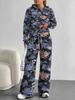 European and American Autumn/Winter 1116 Casual Vintage Floral Long-Sleeve Set, Women's Hoodie Sweatshirt and Long Pants Two-Piece Set